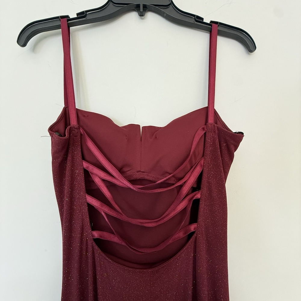 Y2K City Triangles Metallic Glitter Maxi Slip Dress Sz L Open Back Formal - Picture 7 of 9